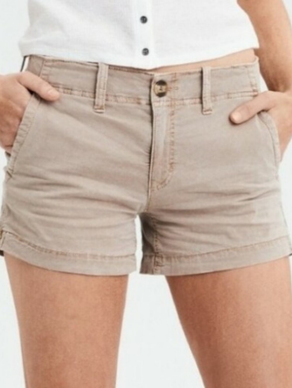 Y2k American Eagle Stretch Low Rise Khaki Shorts
